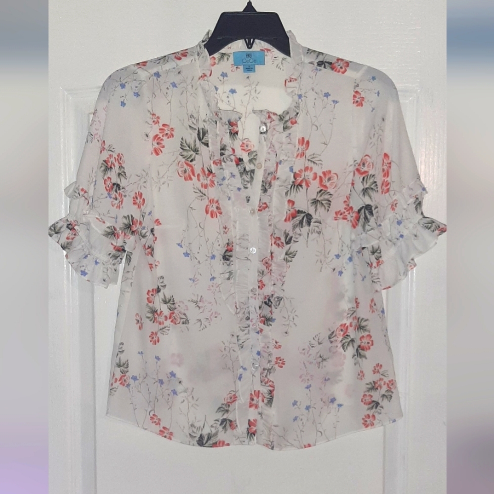 Cece floral print blouse size Small
